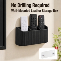 Support mural en cuir pour télécommande avec crochets adhésifs sans perçage pour téléviseur, climatiseur, projecteur, organisateur de rangement