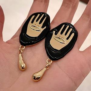 Boucles d'oreilles pendantes géométriques en alliage plaqué or, bijoux vintage pour femmes - Product Image 2