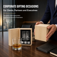 Cadeaux d'entreprise personnalisés : Verre à whisky en acier inoxydable avec glaçons et emballage en bois pour la reconnaissance des clients et les cadeaux pour partenaires