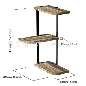Estante de Pared de Madera y Hierro de 3 Niveles, Estante de Almacenamiento para Baño, Estantes Multiusos Duraderos - Product Image 3