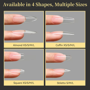 BORN PRETTY 550 Puntas de Uñas de Gel Suave Transparentes Preformadas Semi Mates Cobertura Completa Cortas y Medianas de Acrílico Falsas Tipo Press On - Product Image 3
