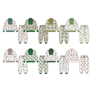 Ensemble de vêtements de chasse pour bébés garçons, pull à fermeture éclair à carreaux avec poches, tenue d'automne - Product Image 1