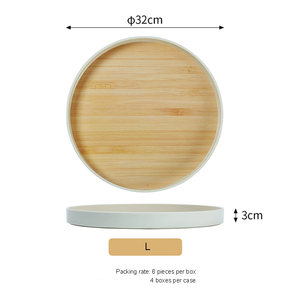 <b>Round</b> Shape Melamine Breakfast and Dinner Serving <b>Tray</b> Wooden Kitchen Items for Home Use - Product Image 4