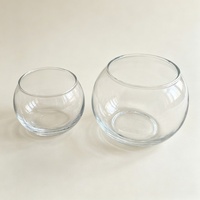 Bol à poissons transparent en verre rond, mini aquarium, vase hydroponique en verre et porte-bougie pour la décoration intérieure