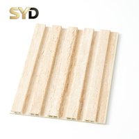 Panel Dinding WPC High Gloss Modern Geometris Mewah Motif Kayu Timbul Tahan Api Tahan Air Papan Dekoratif Interior