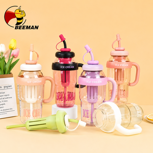 Bouteille d'eau grande capacité pour enfants Beeman avec <span class=keywords><strong>paille</strong></span> et poignée, sans BPA, gobelet réutilisable en <span class=keywords><strong>plastique</strong></span>, logo personnalisé - Product Image 2