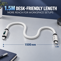 Câble USB-C vers USB-C 1,5 m 240 W avec affichage numérique, E-Marker, tressé en nylon, pour accessoires d'ordinateur portable, vente en gros