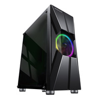 Custom Logo Support ATX Mid Tower Gamer PC Case Glass Side Panel Aluminum Alloy Construction 7 Expansion Slots Black OEM/ODM