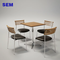 Ensemble de chaises et de tables SEM avec structure en acier inoxydable et plateau de table Ocean Board pour cafés, hôtels, bars - Mobilier commercial durable
