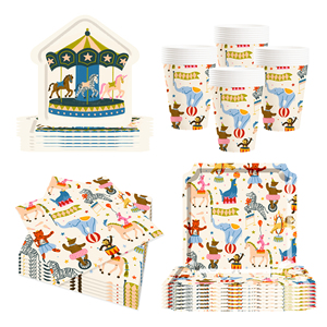 DAMAI - Decoración para Fiestas de Carnaval, Tema de Circo, Platos y Servilletas de Papel para Cumpleaños, Juego con Vasos y Pajitas para 8 Personas - Product Image 3