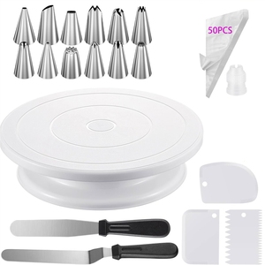 Ensemble d'outils multifonctionnels pour la décoration de gâteaux avec support rotatif et accessoires de pâtisserie pour la préparation de desserts en cuisine - Product Image 6