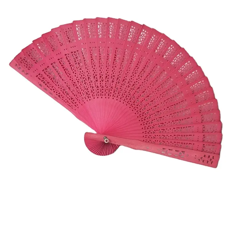 Groothandel Gekleurde Chinese Traditionele Bruiloft Houten Opvouwbare Fan Party Gunsten Cadeau Gepersonaliseerde Hand Gehouden Sandelhout Fans