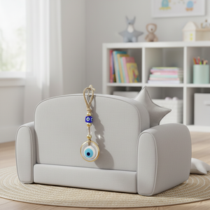 Transparent Glass Evil Eye with Gold <b>Frame</b> <b>5</b> <b>X</b> 20 CM for Kids' Sofas - Product Image 3