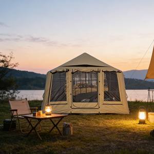 Tente de glamping familiale de luxe facile à installer, tente extérieure en toile Oxford, spacieuse pour les voyages en famille dans le désert - Product Image 1