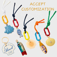 Colgantes de acrílico personalizados JS para llaveros, con diseños de moda: pez, concha de coco, velero, flor, cereza, lazo, langosta. Accesorios para bolsos y manualidades DIY.