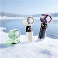 Ventilateur de refroidissement portable pliable à affichage numérique, moteur sans balais, 1800 mAh, haute vitesse, avec compresse de glace intégrée, vente chaude AFY