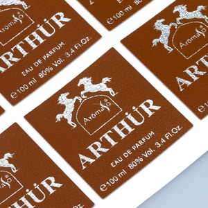<b>Waterproof</b> Leather PU <b>Stickers</b>, with Gold Stamping and Embossing for Wine Bottles-Custom Shapes & Sizes - Product Image 1