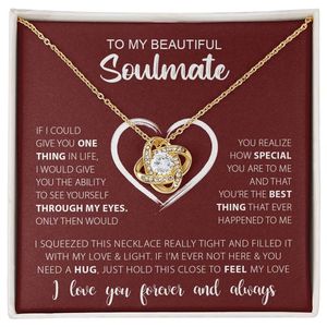Mon Magnifique Collier Pendentif Nœud d'Amour Classique en Cuivre, Personnalisable avec Carte Texte – Cadeau Romantique pour la Saint-Valentin - Product Image 1