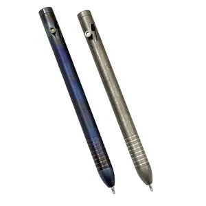 Stone Washed Titanium Pen with Bolt Action Function and Glass Breaker