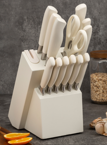 Wholesale 14‑Piece Cream White Kitchen <b>Knife</b> <b>Set</b> High Hardness Stainless Steel Cutlery <b>Set</b> with <b>Knife</b> Block - Product Image 3