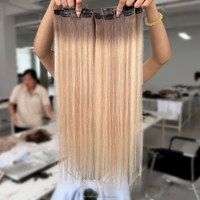 Extensions de cheveux à clips invisibles sans couture, 100% cheveux humains Remy russes, longue durée, 7 pièces, vente en gros