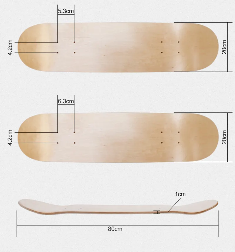 Alta Qualidade Skate Personalizado Impresso Em Branco Skate Deck de Madeira para Loja de Skate