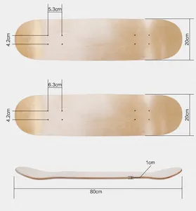 高品质定制滑板甲板打印空白滑板木甲板滑板店