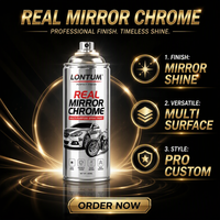Peinture en spray chromée effet miroir 400ml, multi-usages, pour automobile et moto, finition à séchage rapide