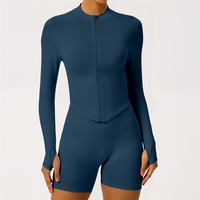 Veste de yoga ajustée à col montant et fermeture éclair, haut de sport pour activités de plein air, vêtement moulant à séchage rapide pour femme