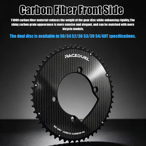 RACEDUE Plateau de pédalier 110BCD 50-<span class=keywords><strong>34T</strong></span> 52-36T 53-39T 54-40T pour vélo de route en fibre de carbone <span class=keywords><strong>11</strong></span>/12 vitesses - Product Image 5