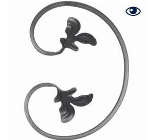 240x160mm 12x6 <span class=keywords><strong>en</strong></span> acier <span class=keywords><strong>forgé</strong></span> <span class=keywords><strong>en</strong></span> forme de c volute avec feuilles éléments <span class=keywords><strong>en</strong></span> <span class=keywords><strong>fer</strong></span> <span class=keywords><strong>forgé</strong></span> pièce détachée pour porte clôture garde-corps main courante - Product Image 1