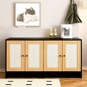 Caja de arena doble para 2 gatos, mueble oculto con puertas de ratán, 47 pulgadas de largo x 19.8 pulgadas de ancho - Product Image 1