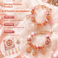 Ensemble cadeau de calendrier de l'avent pour femmes, bracelet DIY de Noël, kit de fabrication de bijoux en perles or rose
