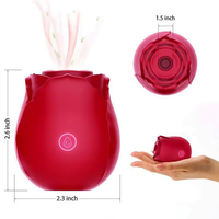 Vibrateur Rose à Succion en Gros pour Femme, Jouet Sexuel 100% Étanche en Silicone Rechargeable, Vibrateur Clitoridien en Forme de Rose