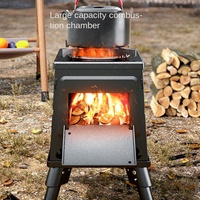 Table de camping et barbecue pliable YS en acier inoxydable thermolaqué, pour cuisinière à bois et réchaud à eau