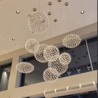 Boule Lumières Lustre Inoxydable Sparkle Ball Pendentif Lumières Led pour Lobby Événement Plafond Décoration