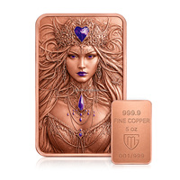 Lingot de Cuivre Pur 99,9% de 5oz, Rectangulaire, Imprimé en Couleur, Motif Déesse Fantastique en Relief, Objet de Collection Souvenir