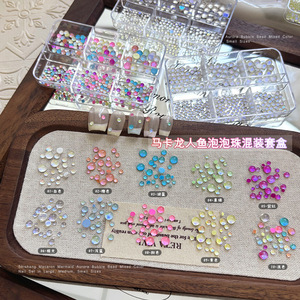 Perles à ongles sirène à 6 fentes, couleur bonbon aurore, en verre demi-rond à dos plat, bijoux 3D pour ongles - Product Image 1