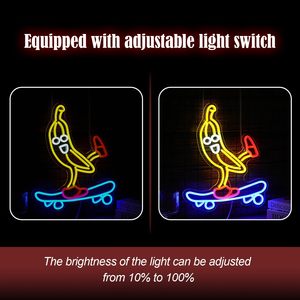 Enseigne au néon LED banane cool et glissante, panneau électronique de décoration murale d'art de <span class=keywords><strong>skateboard</strong></span> à intensité variable <span class=keywords><strong>pour</strong></span> les magasins, les fêtes et les bars - Product Image 4