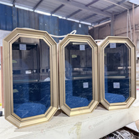 Vitrine à bijoux murale octogonale en métal et verre, avec intérieur en velours bleu et éclairage LED, de luxe, pour boutique, écologique, personnalisable pour centre commercial