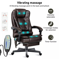 Chaise de bureau ergonomique en cuir suédé gris, avec massage, vibration, chaleur, fauteuil inclinable de direction, chaise d'ordinateur avec repose-pieds