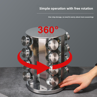 Support de rangement rotatif cylindrique multicouche en acier inoxydable pour bouteilles d'assaisonnements, avec bocaux