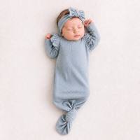 Combinaison de bébé Hongbo côtelée sans fermeture éclair ni boutons, couleur neutre, avec poignets à revers, manches à volants, robe tricotée pour nouveau-né