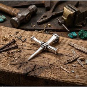 Wholesale Retro 925 Sterling Silver Horseshoe Nail <b>Cross</b> Pendant <b>Chains</b> Luxury <b>Men</b> Women Industrial Punk Crucifix Religious - Product Image 2