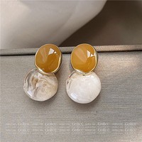 Pendientes Colgantes Coreanos Vintage al por Mayor, con Colores Contrastantes y Geometría Irregular, Pendientes de Esmalte para Mujer