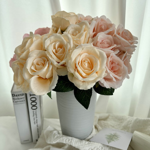Rosas Artificiales de Nueve Cabezas, Tejido de Tela, Decoración para Bodas, Hogar, Día de la Madre, Día de San Valentín - Product Image 4