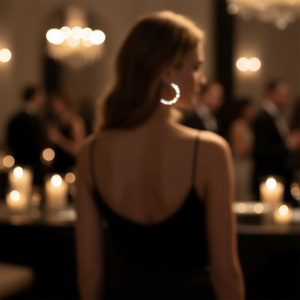 Orecchini a Cerchio Dorati E4160 da Donna con Cristalli Strass Taglio Brillante Rotondo e Montatura a Griffe, Gioielli alla Moda per Feste - Product Image 2