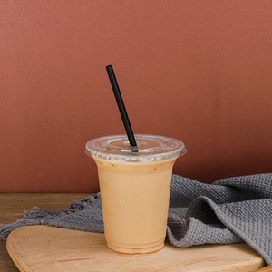 Vente en gros filet rouge jetable avec couvercle haut niveau d'apparence tasse à eau transparente décrochage café boisson froide tasse en plastique - Product Image 3