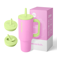 Nouvel Arrivage Gobelet isotherme 40oz avec poignée et couvercle à paille, Bouteille d'eau réutilisable en acier inoxydable, Mug de voyage