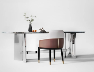 Chaise de salle à manger italienne de luxe Panneau MDF Cuir PU écologique Tabouret d'hôtel moderne haut de gamme Dossier en métal pour une négociation simple - Product Image 6